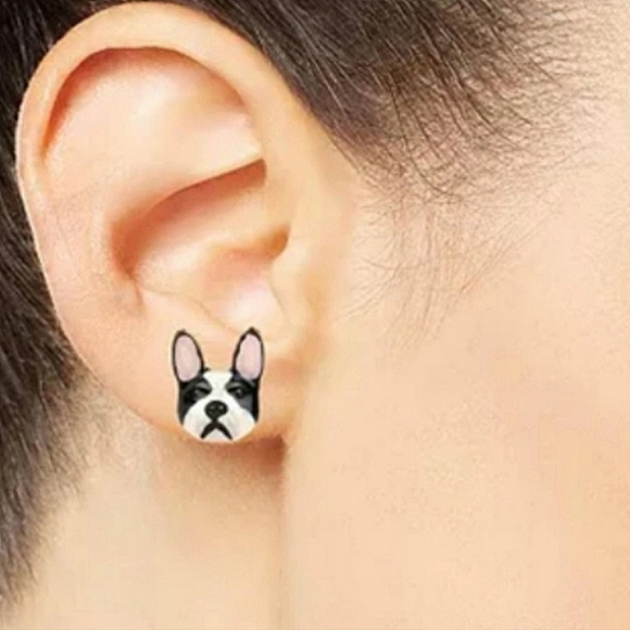 New! BETSEY JOHNSON 3D Sugar Critters Collection French Bulldog Earrings. - Picture 5 of 10
